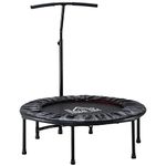 HOMCOM 40'' Fitness Trampoline with Adjustable Handle, Rebounder Trampoline Mini Jumper for Indoor Exercise Workout, Support Up to 100kg, Black