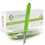 Cynamed # 10 Disposable Scalpel with Plastic Handle - Sterile Single Blade Razor for Dermaplaning, Dissection, Podiatry, Professional Grooming, Acne Removal - Surgical Stainless Steel Tool - Box of 10