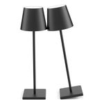 2-Pack LED Cordless Table Lamp, Rechargeable Battery Desk lamp 3W 5500mAh Battery Operated Stepless Dimming Modern Portable Table Light for Restaurant/Dinner/Bedroom/Outdoor IP54 Waterproof (Black)