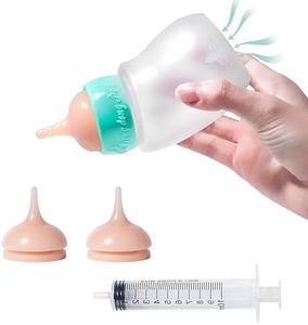 Bubble milk bowl Doggiema Kitten Feeder Bottle, Silicone Feeding Nipple and Syringes for All Breed of Kittens and Other Animals (150ml Bottle+2 Sizes Nipple(S/M)+1 Syringe)