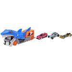 Hot Wheels Shark Chomp Transporter Playset with One 1:64 Scale Car for Kids 4 to 8 Years Old - GVG36 & K5904 Pack of 3 - Assortment