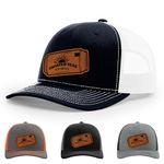 Twisted Teas and Plans Bs Hat, 112 Style Trucker Leather Patch Hat for Men & Women, 6 Panel Baseball Cap with Snapback Enclosure