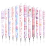 12pcs Black Cute Retractable Pens SHAIDOJIO, 0.5mm Rollerball Cartoon Gel Ink Ballpoint Pen for Kids Girl Women Journaling Writing, Note Taking, School Supplies, Office, Home