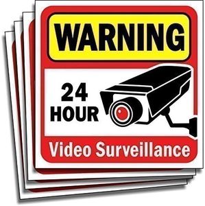 Signs Authority Video Security Decals Sign for Home/Business | Self Adhesive Vinyl Stickers - for Window | Door & Wall | Camera Surveillance Systems | CCTV | Pack of 4 (6"x 6")