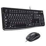 Logitech MK120 Wired Keyboard and Mouse Combo for Windows, Optical Wired Mouse, Full-Size Keyboard, USB Plug-and-Play, Compatible with PC, Laptop - Black