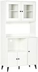 HOMCOM Freestanding Kitchen Cupboard, Modern Kitchen Storage Cabinet with Doors and Adjustable Shelves, 180cm, White