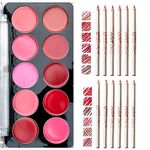 LOVE HUDA Professional Waterproof Long Lasting Multicolor 12 Lip Liner Pencil & 10 Shades Lip Contouring Colors Palette Matte Finish Lipstick For Girls & Women Pack Of 2