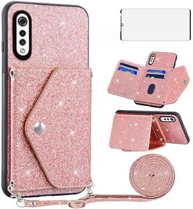 Asuwish Phone Case for LG Velvet 5G/LGVelvet Verizon G5 UW T-Mobile 2020 Wallet Cover with Tempered Glass Screen Protector and Crossbody Strap Bling Glitter Card Holder LM G900UM 4G Tmobile Pink