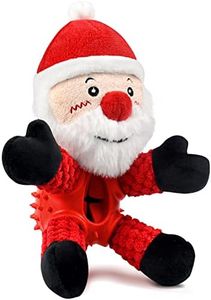 Malier Christmas Squeaky Dog Toys, Durable Rubber Dog Chew Bite Toy Stuffed Dog Toys, Funny Interactive Dog Toys with Crinkle Paper for Puppy Small Medium Pets Dogs (Santa Claus)
