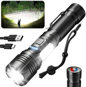 Rechargeable LED Flashlights High Lumens, Super Bright Tactical Flashlight, 7 Modes with COB Work Light, Waterproof Powerful Magnet Handheld Flash Light for Outdoor Emergencies, Hiking, Camping