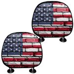 Micandle American Flag Car Headrest Covers, Novelty Print Head Rest Cover for Auto, Universal Car Seat Accessories for SUV Vans Trucks All Cars - Pack of 2