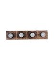 Fos Lighting Wooden Hollywood 40 Watts Rectangular Vanity Light with Studs, (Golden, 40 Watts)(AC)