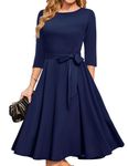 DRESSTELLS Womens Cocktail Navy Blue Dresses Mother of The Bride Evening Dress for Women 2024 Long Sleeve Fall Party Dress Navy 3XL