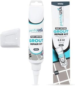 PentaUSA Tile Grout Repair Kit - White Grout Filler, Triple Protection, Fast Drying Formula Restores and Renews Grout Lines with Scraper (White, 8.8oz / 250gr)