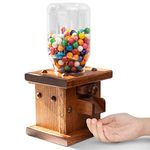 Peaceful Classics Wooden Candy Dispenser - Amish Handmade Containers & Storage For Gummy Or Peanut- Wood Storage Gumball Machine For Skittles Or M&Ms - Cereal Dispenser Countertop (Harvest)
