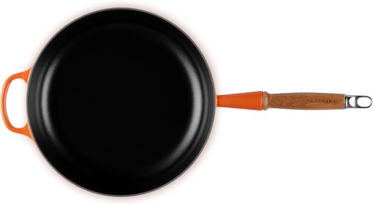 Le Creuset Signature Cast Iron Saute Pan with Wooden Handle, 28cm Volcanic