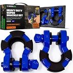 Rhino USA D Ring 2 Pack Super Shackles (70,548lb Break Strength) – Heavy Duty 3/4” Shackle with 7/8 Pin for use with Tow Strap, Winch, Truck Vehicle Recovery, Best Offroad Accessories (Blue)