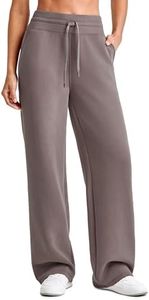 G4Free Wide Leg Sweatpants for Women High Waisted Soft Stretch Sweat Pants Lounge Yoga Pants with Pockets(Taupe,XS,Tall)