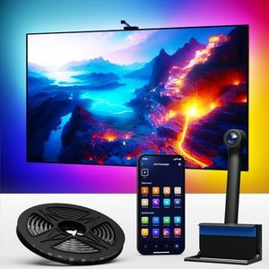 Ailofy Smart TV LED Backlight with Camera for 55-65 inch Screens, 12.5ft TV Backlight Sync to Screen& Music, Color Changing Lights for TV Work with Alexa & Google Assistant, App Control