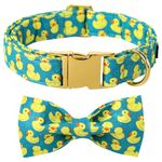 Maca Bates Duck Dog Collar with Bow Bowtie for Dogs Bow Tie Adjustable Breakaway Green Collars Accessories Birthday Gift for Small Medium Large XL Puppy with Golden Metal Buckle