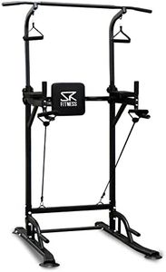 SK Depot Power Tower Dip Station Multifunction Workout Machine 12 Levels Height Adjustable Fitness Equipment For Home Gym Pull Up Bar Training Muscle Body Strength