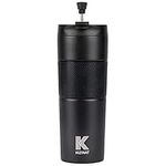 French Press Coffee Travel Mug - Portable Coffee Maker - French Press - Perfect for Tea and Coffee - Hot and Cold Coffee Brewer Thermoses Cup - Black - 450ml 15oz Stainless Steel