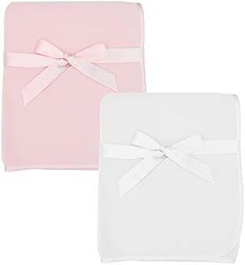 American Baby Company 2-Piece Fleece Blanket with Silk-Like Satin Trim Set, Soft, Warm & Cozy, Pink and White, 30" x 30" for Boys and Girls, Perfect for Baby Carrier, Stroller, Travel and Gifting