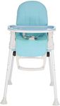 MorNon Baby High Chair 3 in 1 Portable Highchair Dining Table Chair Height-Adjustable Chair Foldable Baby Chair with Tray Wheels, Blue