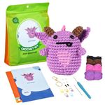 Crochet Kit for Beginners, Pterosaur Beginner Crochet Starter Kit with Detailed Instructions and Step-by-Step Video Tutorials, Complete Knitting Supplies with Easy Peasy Yarn for Adults and Kids