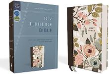 NIV, Thinline Bible, Cloth over Board, Floral, Red Letter, Comfort Print