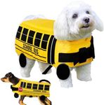 Halloween School Bus Pet Costume Funny Dog Costume Yellow School Bus Life Jacket Swimming Boating Water Flotation Vest Halloween Pet Costume Suit for Dog Cosplay Accessories for Halloween Parties(M)