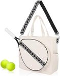 Mini Momo Tennis Bag Racket Tote Sports Racquet - Bags for Women, Unisex Badminton, Squash Case Stripe Shoulder Strap, Pickleball (Geometric Black)