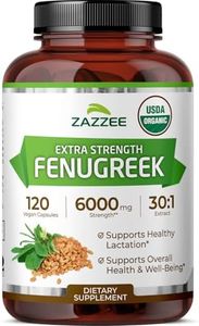 Zazzee USDA Organic Fenugreek 30:1 Extract, 6000 mg Strength, 120 Vegan Capsules, 4 Month Supply, Standardized and Concentrated 30X Extract, 100% Vegetarian, All-Natural and Non-GMO