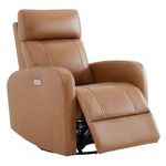 CHITA Genuine Leather Power Recliner Chair for Adults, FSC Certified Electric Nursery Swivel Glider for Living Room, Camel Brown