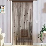 Taiyuhomes Bead String Curtains Door Fly Screen Curtain Beaded Curtain For Doorways Window Decorations Room Divider Single Door Curtain Beads (90x200cm) Coffee