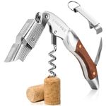 LOOFORE Corkscrews Wine Bottle Opener, Professional Wine Beer Opener Foil Cutter All-in-one Stainless Steel Cap Opener with Rosewood Handle Best Choice of Housewives Sommeliers Waiters and Bartenders