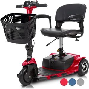 Vive 3 Wheel Mobility Scooter - Electric Powered Mobile Wheelchair Device for Adults - Folding, Collapsible and Compact for Travel - Long Range Power Extended Battery with Charger and Basket Included