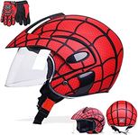 Motocross Helmet for Kids,Motorcycle Helmet for Children,Boys & Girls,Bicycle,Scooter,Outdoor Sports,Sun Visor,Gift,for 3-10 Years Old,48~52 CM,Bright Web,Red