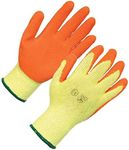 A406 24 Pair Latex Coated Orange Rubber Work Gloves Mens Safety Builders Gardening Scaffolding Mens Safety Gloves (Medium/8)