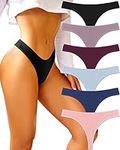 FINETOO 6 Pack Cotton Thongs for Wo
