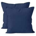 Encasa Cotton Throw Pillow Covers Set of 2 I 24x24 in (60x60 cm) - Scotch Blue I No Insert I Plain Square Pillowcases I Machine Washable | Indoor Use Only