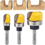 Exqutoo 3Pcs 1/4" Shank Carbide Round Nose Groove Router Bit Set Template Router planing Head Set with Ball Bearing Engraving Router planing Head Wood Cutter Woodworking Tools Carving Cutting Tool
