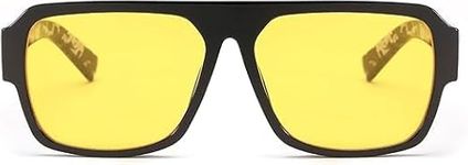 Noir Gaze Square Broad Black Frame Yellow Lens Stunning Design Men Sunglass UV Protected Day_Night Shades Also Along with Textured Printed Temple Of The Shades Which Become More Stylish Shades