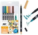 Tombow Pencil Brush Pen Dual Brush Pen ABT 6 Colors & Water Brush Illustration Set Birds AB-T6CBDQA