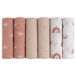 GLLQUEN BABY Muslin Squares Cloth for Baby, 6pack 70cm x 70cm Cotton Burp Cloths for Newborn, Absorbent & Breathable and Ideal to Clean, Wipe & Cover Newborns