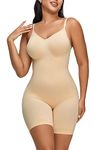 YIANNA Bodysuit for Women Seamless Shapewear Tummy Control Sculpting Body Shaper Butt Lifter,YA5218-Beige-S/M