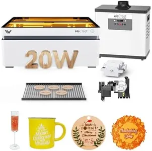 WECREAT Vision Laser Engraver with Fume Extractor, 20W 4-in-1 Desktop Diode Laser Engraver and Cutter with Smart Camera, Rotary, CleanAir, Auto-Lifting Enclosure, Air Assist and Laser Bed