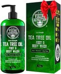 Viking Revolution Tea Tree Body Wash Soap for Men - Helps Athlete's Foot, Jock Itch, Eczema & Body Odors - Extra Strength Tea Tree Oil Men's Body and Foot Wash