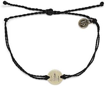 Pura Vida Gold Wander Bracelet - 100% Waterproof, Adjustable Band - Plated Brand Charm, Black