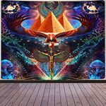 Aidatain Egyptian Mythology Tapestry Pyramid of the God of Horus Eyes Fantasy Mushroom Trippy Plant Tapestry Flannel large Size 80x60 Inches Tapestry for Bedroom Living Room GTWHAT443